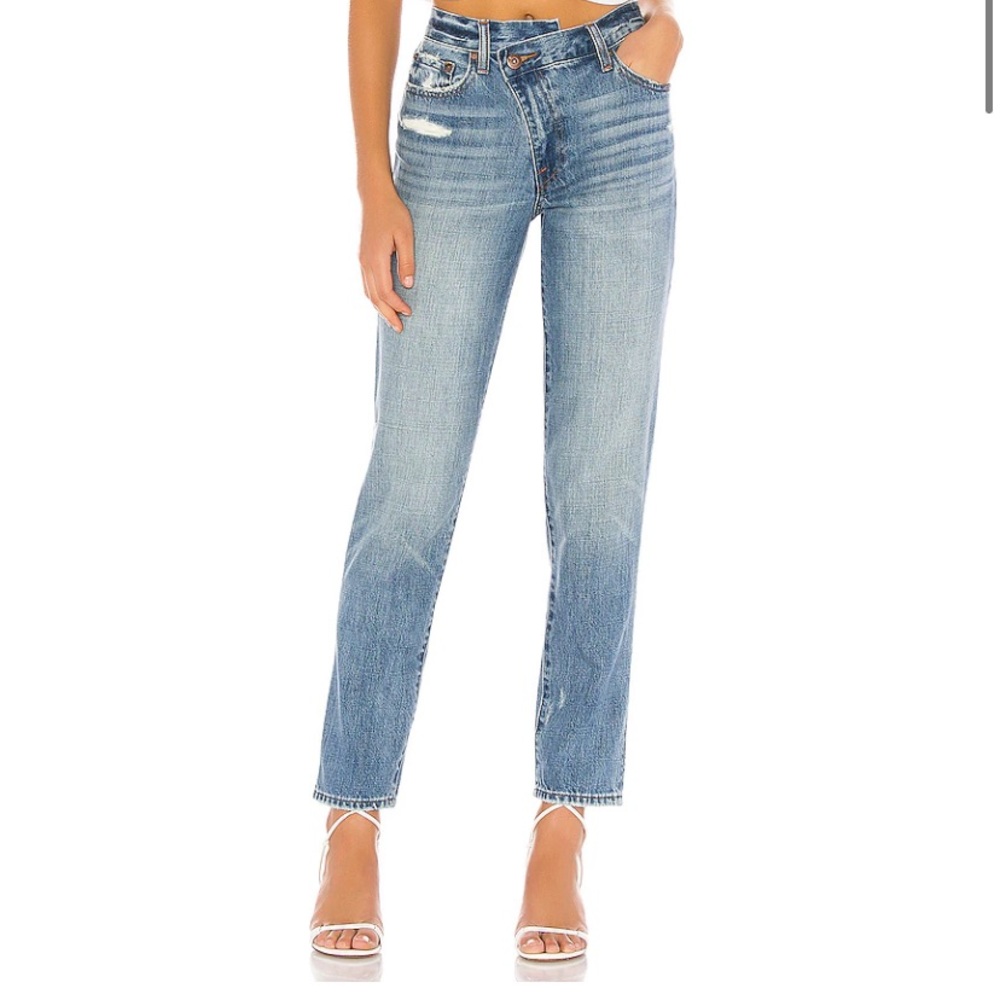 COPY - Presley crossover high rise straight jeans.
